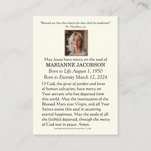 Goldkreuz-Beerdigungskarten Platzkarte (Rückseite)