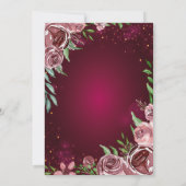 Goldkreuz Burgund-Rose Taufe Einladung (Rückseite)