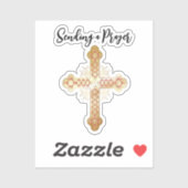 Goldkreuz, das ein Gebet sendet Aufkleber (Blatt)