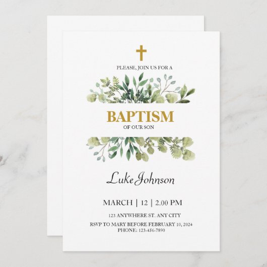 Goldkreuz Einladung (Vorne/Hinten)