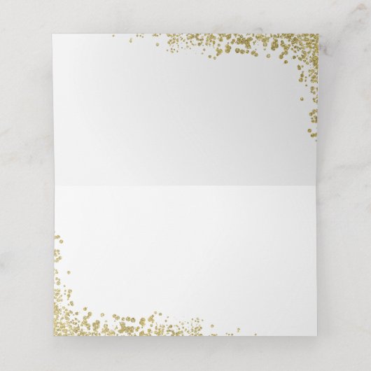 Goldkreuz Glitzer Navy Blauer Erstkommune Platzkarte (Innenseite Aufgefaltet)