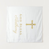 Goldkreuz Gott segne Baby Custom Baptisse Wandteppich (Vorderseite (Horizontal))