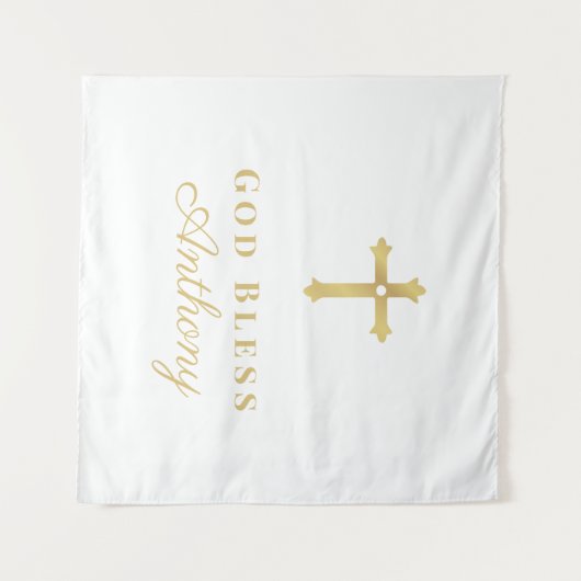 Goldkreuz Gott segne Baby Custom Baptisse Wandteppich (Vorderseite (Horizontal))