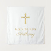 Goldkreuz Gott segne Baby Custom Baptisse Wandteppich (Vorderseite)