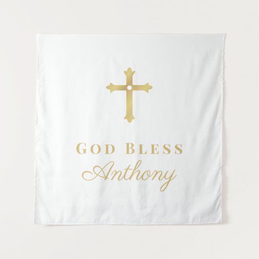 Goldkreuz Gott segne Baby Custom Baptisse Wandteppich (Vorderseite)
