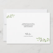 Goldkreuz Grüner Wasserfarbenkranz Erste Kommune Dankeskarte (Rückseite)