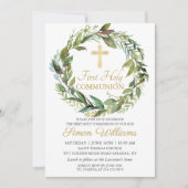 Goldkreuz Grünkranz Erste Heilige Kommune Einladung (Vorderseite)