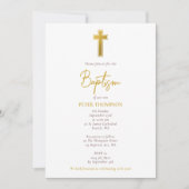 Goldkreuz-Handschrift geschriebene Taufe für Girl Einladung (Vorderseite)