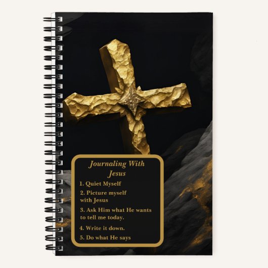 Goldkreuz im Schwarzen Christlichen Journal Notizblock (Vorderseite)