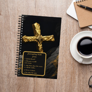 Goldkreuz im Schwarzen Christlichen Journal Notizblock