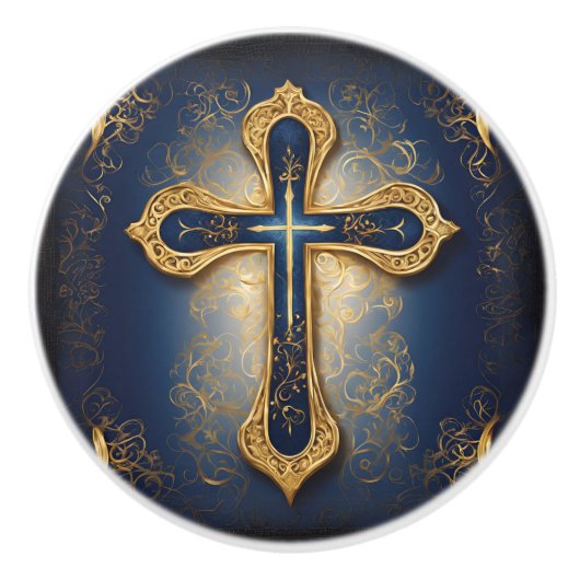 Goldkreuz Keramikknauf (Vorderseite)