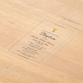 Goldkreuz Moderne Skripte Navy Blue Elegant Taufe Acryleinladungen (Ablage )