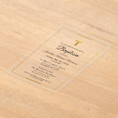 Goldkreuz Modernes Script Minimal Elegante Taufe Acryleinladungen (Ablage )
