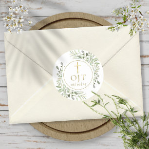 Goldkreuz-Monogramm-Initialen Runder Aufkleber