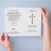 Goldkreuz, rosa Bouquet-Gedenkprogramm Flyer (Hand)