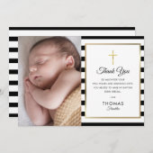 Goldkreuz-Taufe-Foto Dankeskarte (Vorne/Hinten)