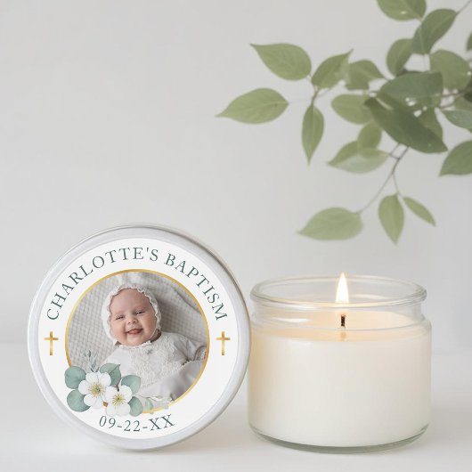 Goldkreuz-Taufsticker | Elegant Religio Runder Aufkleber