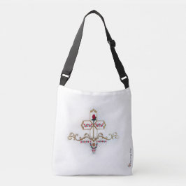 Goldkreuz u. Rote Rose Crossbody Tasche (Medium)