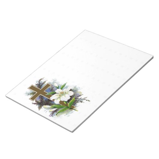 Goldkreuz und Blume Notepad Notizblock (angewinkelt)