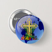 Goldkreuz und -Blumen Button (Vorne & Hinten)