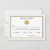Goldkreuz und Chalice Katholische Hochzeit RSVP Karte (Vorderseite)