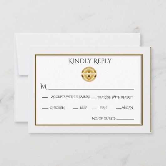 Goldkreuz und Chalice Katholische Hochzeit RSVP Karte (Vorderseite)