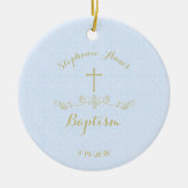 Goldkreuz und Laurels in Light Blue Keramik Ornam Keramik Ornament (Vorne)