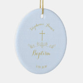 Goldkreuz und Laurels in Light Blue Keramik Ornam Ornament (Rechts)