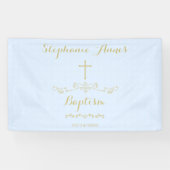 Goldkreuz und -lorbeer in hellblauem banner (Horizontal)