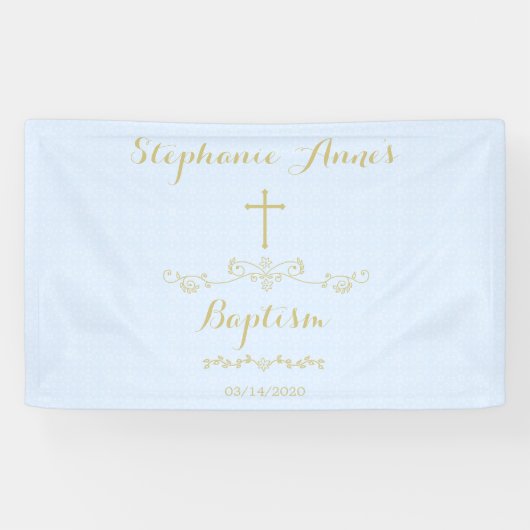 Goldkreuz und -lorbeer in hellblauem banner (Horizontal)