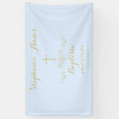 Goldkreuz und -lorbeer in hellblauem banner (Vertikal)