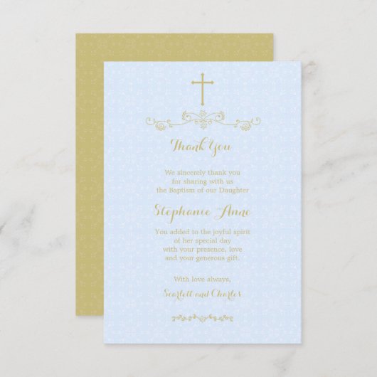 Goldkreuz und -lorbeer in hellblauem dankeskarte (Vorne/Hinten)