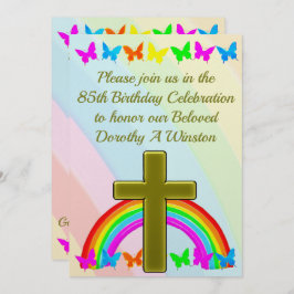 GOLDKREUZ UND SCHALTFLÄCHE 85. GEBURTSTAG EINLADUNG