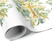 Goldkreuz Wasserfarben Taufe 1. Kommune Geschenkpapier (Rolleneckpunkt)