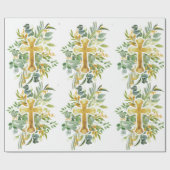 Goldkreuz Wasserfarben Taufe 1. Kommune Geschenkpapier (Flach)