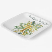 Goldkreuz Wasserfarben Taufe 1. Kommune Pappteller (Gewinkelt)