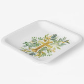 Goldkreuz Wasserfarben Taufe 1. Kommune Pappteller (Gewinkelt)