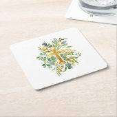 Goldkreuz Wasserfarben Taufe 1. Kommune Rechteckiger Pappuntersetzer (angewinkelt)