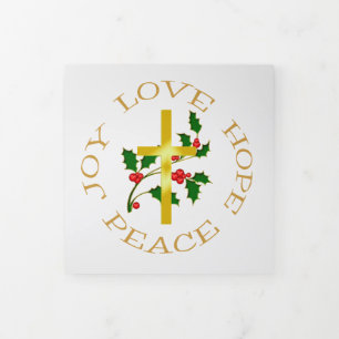 Goldkreuz Weihnachtsfoto-Vorlage Dreifach Gefaltete Urlaubskarte