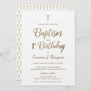 Goldkreuz Weißtaufe 1. Geburtstag Einladung