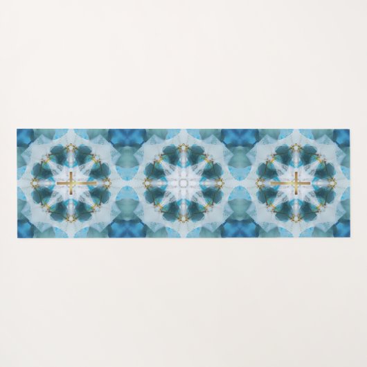 Goldkreuzleuchte, Hübsch blaue Wasserfarbe Yogamatte (Rückseite (Horizontal))