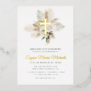 Goldkreuzpampas erste heilige Kommunion Folieneinladung