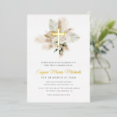 Goldkreuzpampas erste heilige Kommunion Folieneinladung (Stehend vorne)