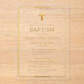 Goldkreuzschrift Typografie Chic Elegante Taufe Acryleinladungen (Vorderseite)