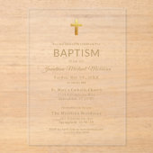 Goldkreuzschrift Typografie Chic Elegante Taufe Acryleinladungen (Vorderseite)
