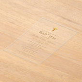Goldkreuzschrift Typografie Chic Elegante Taufe Acryleinladungen (Ablage )