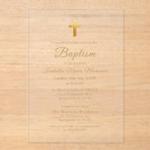 Goldkreuzschrift Typografie Chic Elegante Taufe Acryleinladungen (Vorderseite)