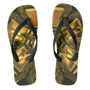 Goldkristall-Fraktal-Flipp-Flops Badesandalen
