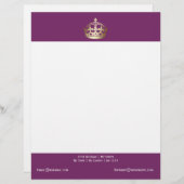 Goldkrone im Lila Hintergrund Briefbogen (Vorne/Hinten)
