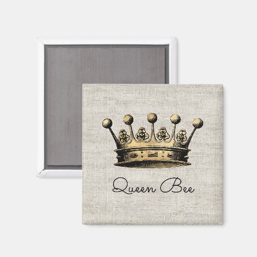 Goldkrone Königin Bee Linen Chic Spaß Magnet (Vorderseite/Rückseite)